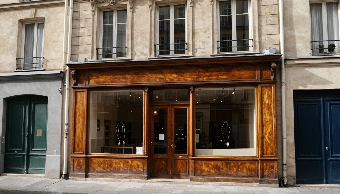 Immeuble de rapport parisien du dix huitieme siecle vu depuis la rue avec boutique en rez de chaussee