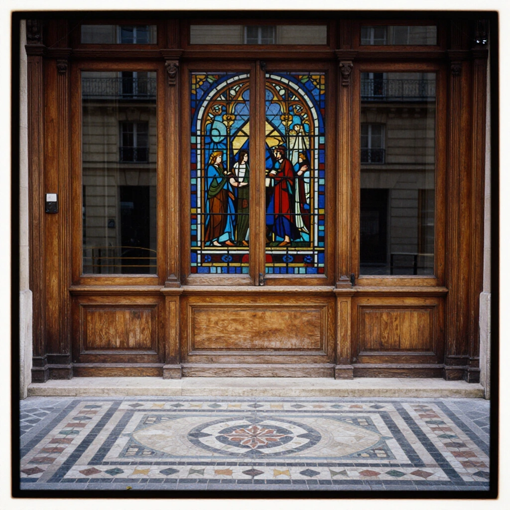 Passage couvert vitre du deuxieme arrondissement de Paris avec sol en mosaique